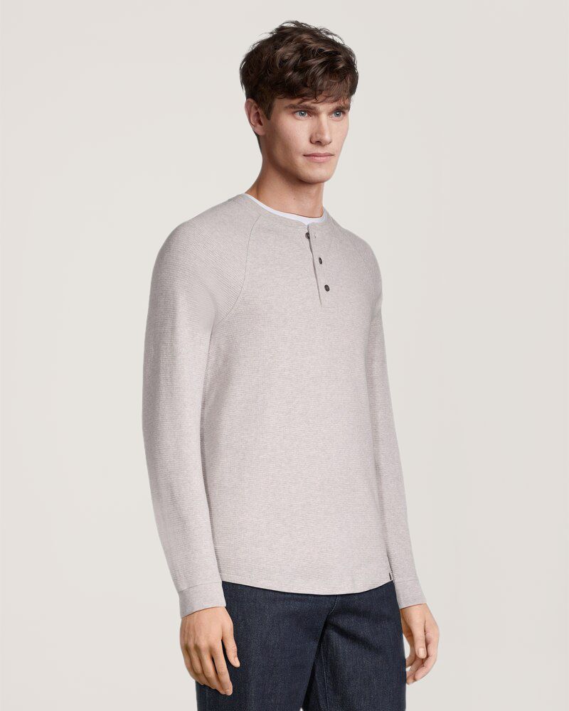 Denver Hayes Men's Waffle Raglan Long Sleeve Henley Shirt