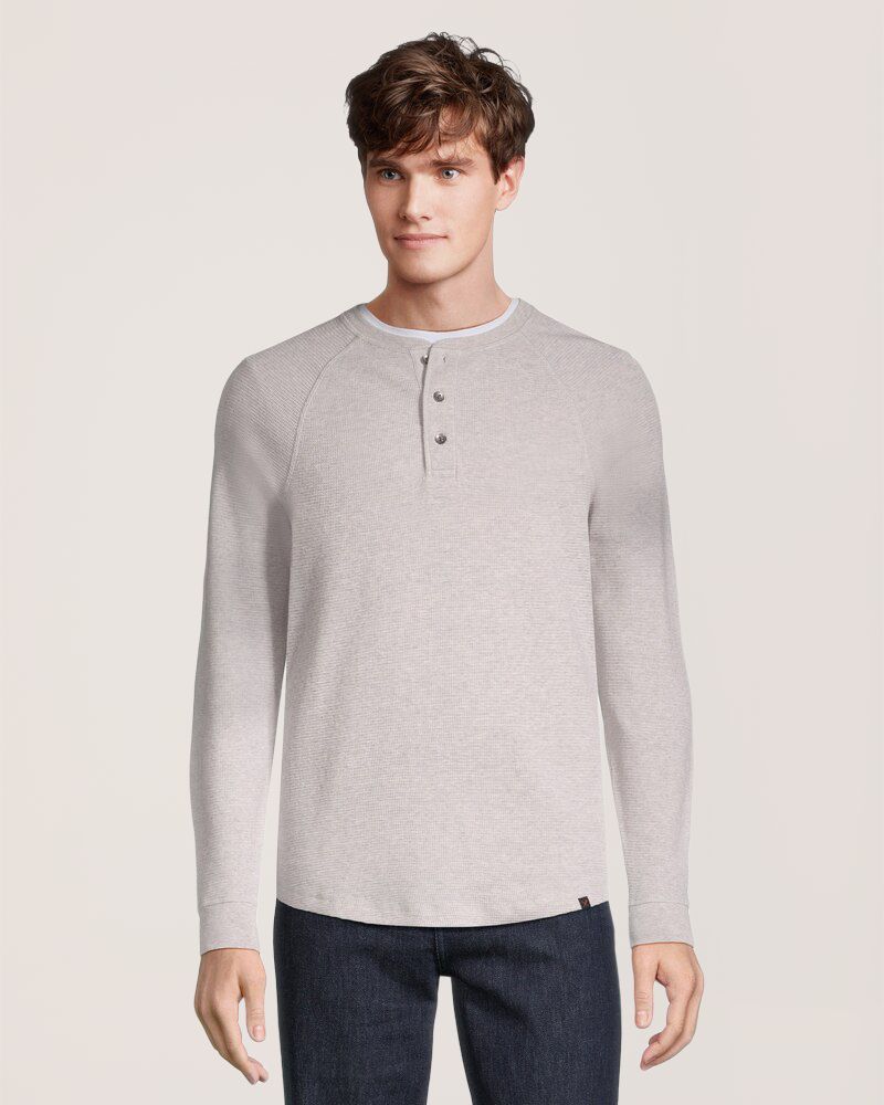 Denver Hayes Men's Waffle Raglan Long Sleeve Henley Shirt