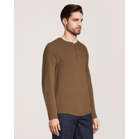 Chemise en point de brioche à manches longues raglan pour hommes, Henley, Denver Hayes