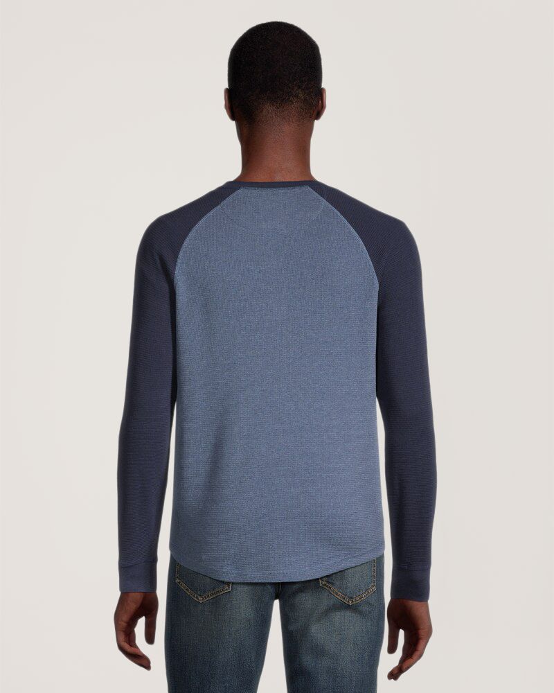 Denver Hayes Men's Waffle Raglan Long Sleeve Henley Shirt