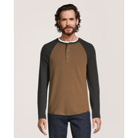 Chemise en point de brioche à manches longues raglan pour hommes, Henley, Denver Hayes