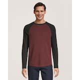 Denver Hayes Men's Waffle Raglan Long Sleeve Crewneck Shirt Front_Flat