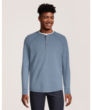 Chemise Henley double couche à manches longues pour hommes, WindRiver