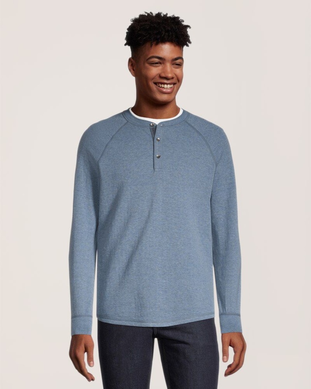 WindRiver Men's Double Layer Long Sleeve Henley Shirt