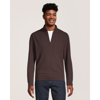 Chandail en tissu côtelé à col cheminée et à manches longues avec glissière 1/4 pour hommes, Denver Hayes Front_Flat