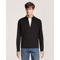 Chemise texturée à manches longues, glissière 1/4 et col cheminée pour hommes, Denver Hayes Front_Flat