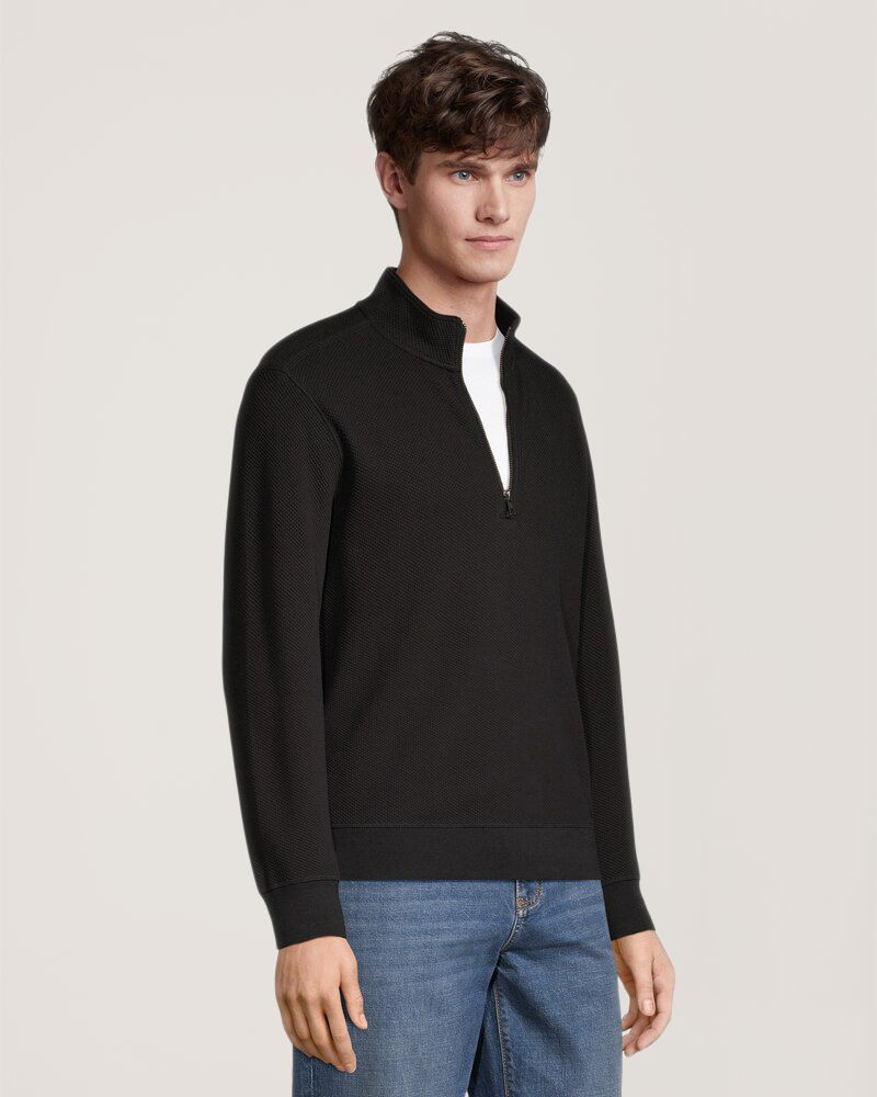 Chemise texturée à manches longues, glissière 1/4 et col cheminée pour hommes, Denver Hayes