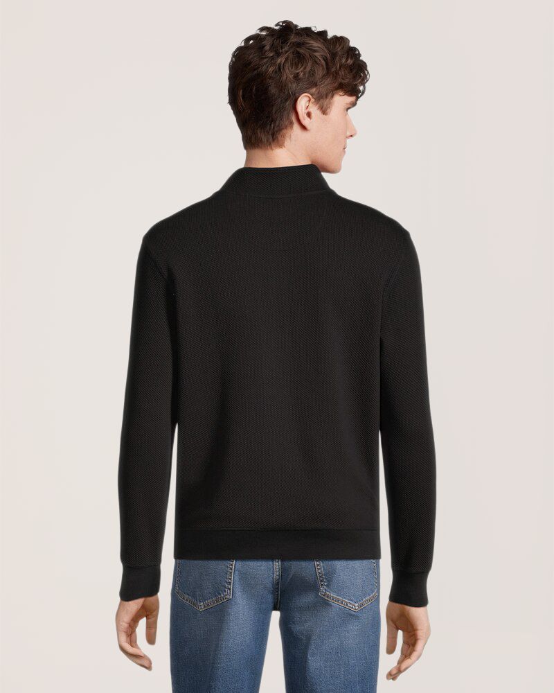 Chemise texturée à manches longues, glissière 1/4 et col cheminée pour hommes, Denver Hayes