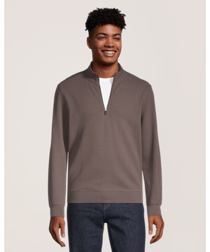 Chemise texturée à manches longues, glissière 1/4 et col cheminée pour hommes, Denver Hayes