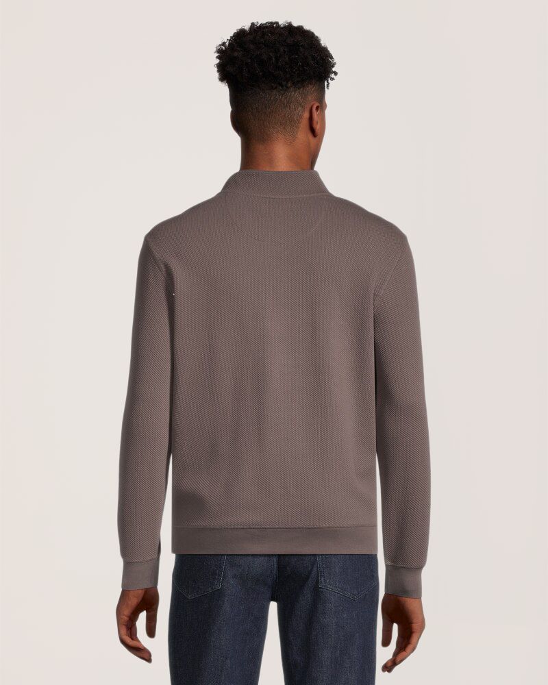 Chemise texturée à manches longues, glissière 1/4 et col cheminée pour hommes, Denver Hayes