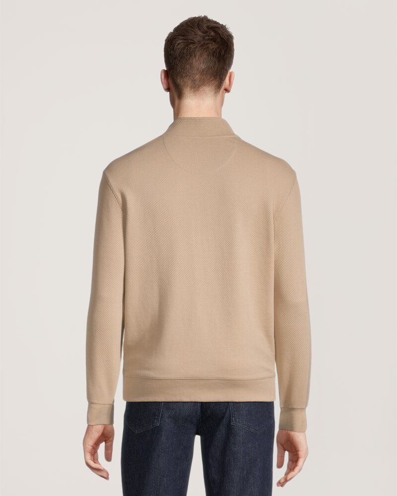 Chemise texturée à manches longues, glissière 1/4 et col cheminée pour hommes, Denver Hayes