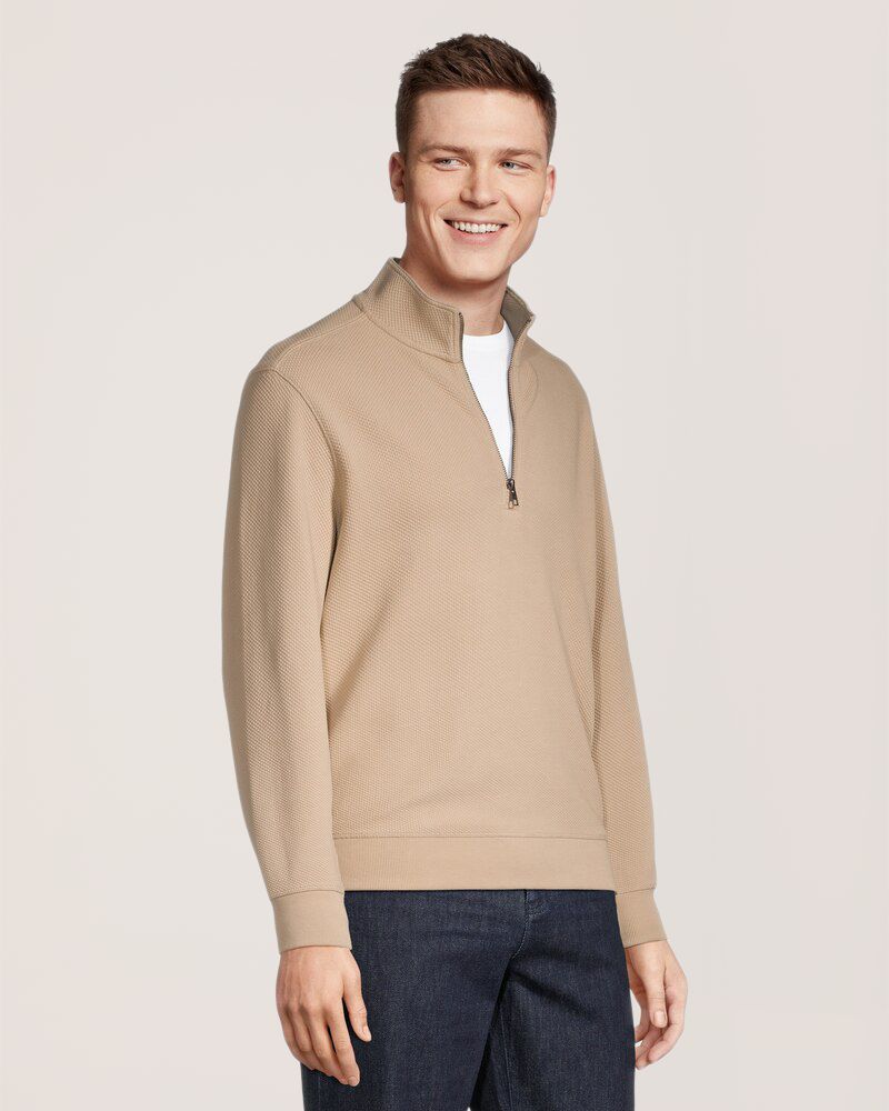 Chemise texturée à manches longues, glissière 1/4 et col cheminée pour hommes, Denver Hayes