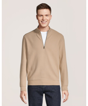 Chemise texturée à manches longues, glissière 1/4 et col cheminée pour hommes, Denver Hayes