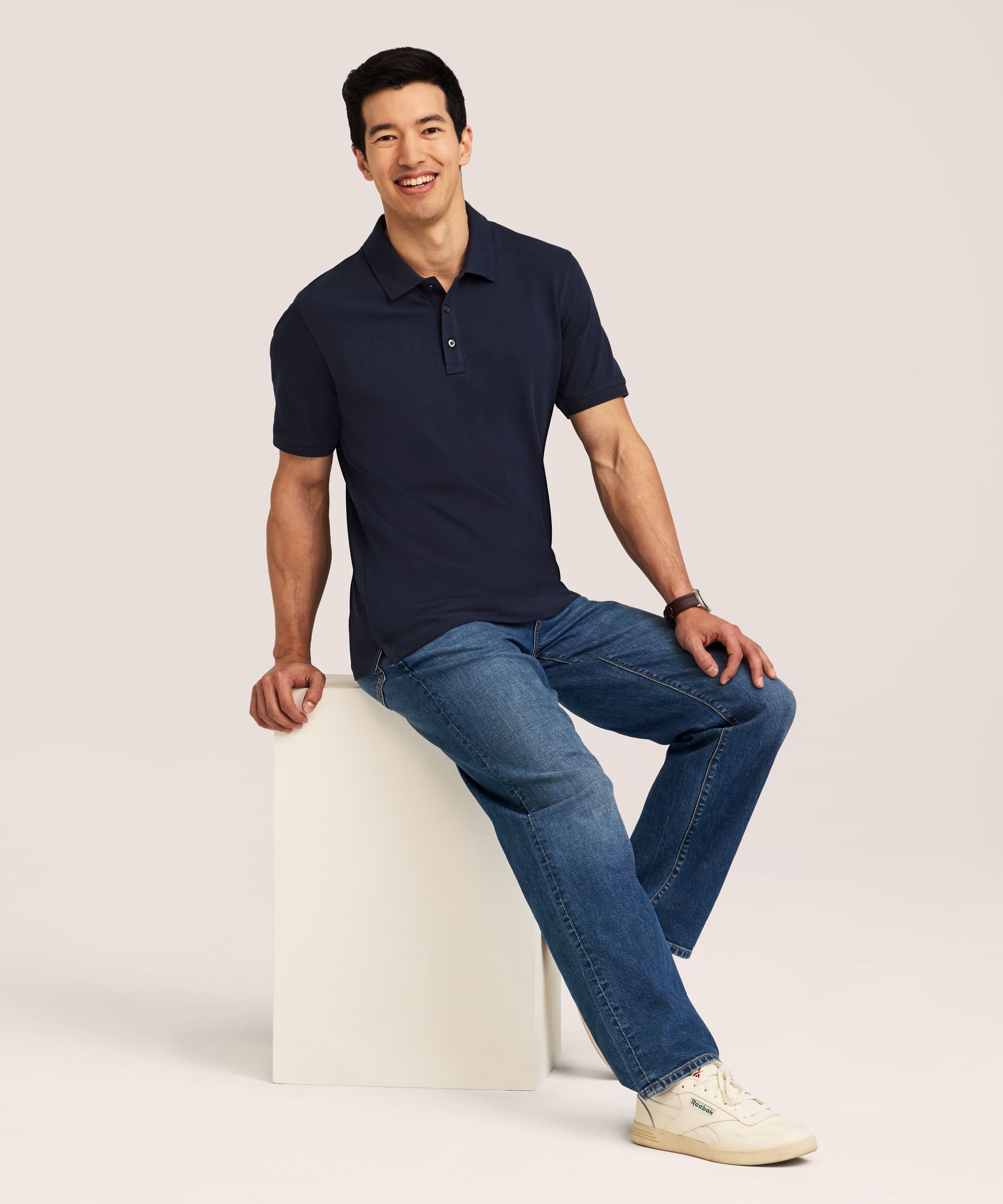 Denver Hayes Men's 50 Wash Stretch Pique Polo Shirt