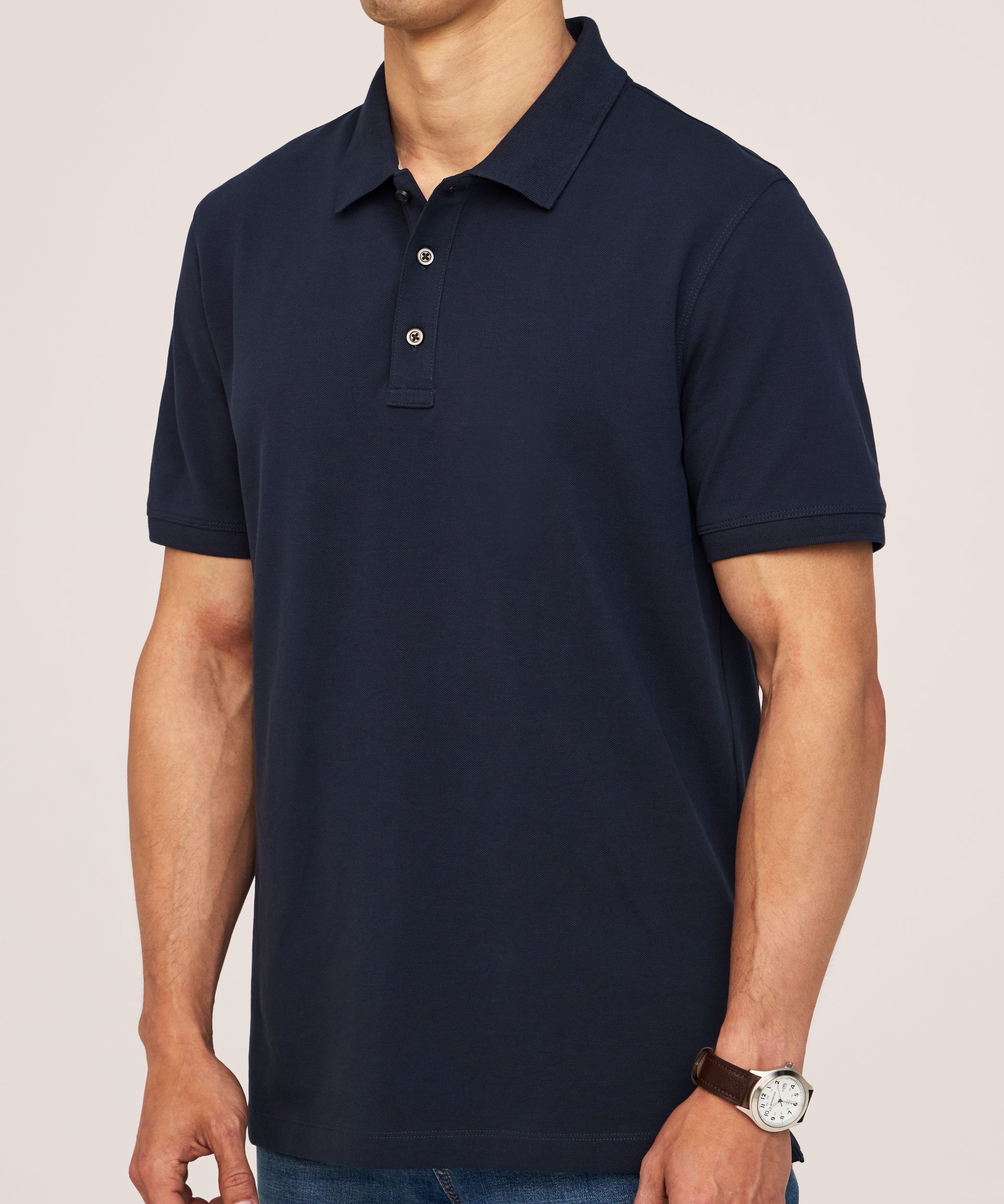 Denver Hayes Men's 50 Wash Stretch Pique Polo Shirt