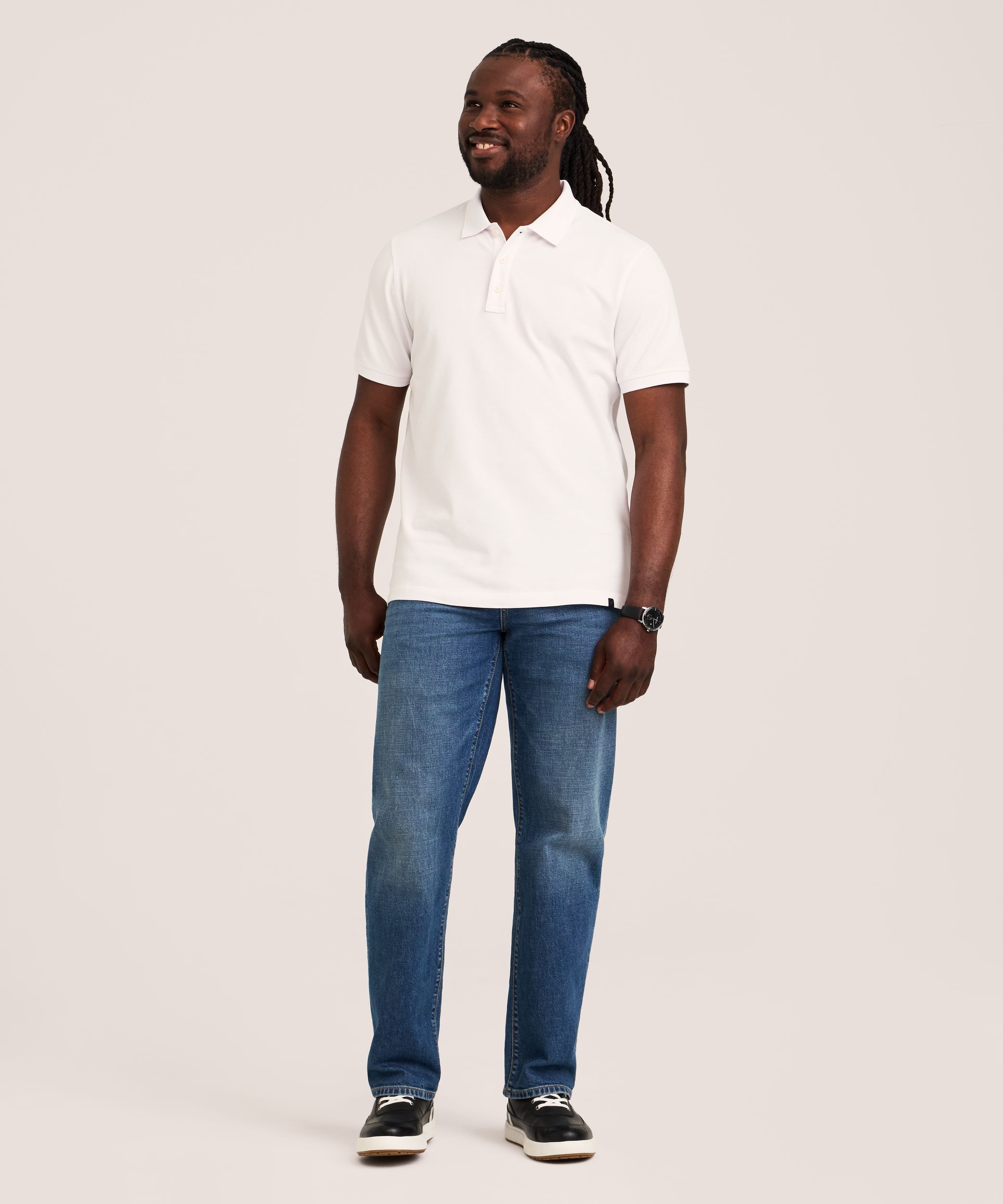 Denver Hayes Men's 50 Wash Stretch Pique Polo Shirt