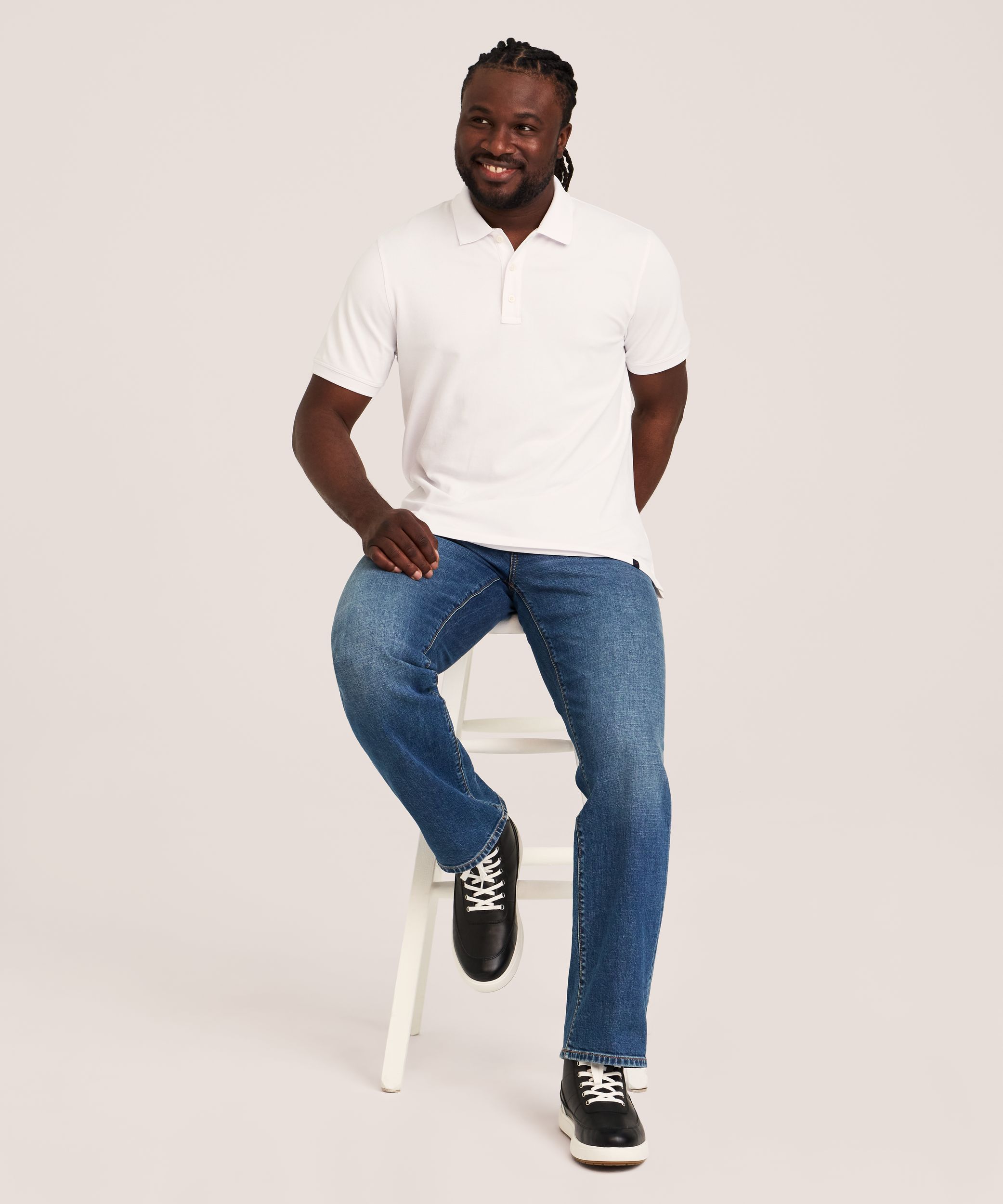 Denver Hayes Men's 50 Wash Stretch Pique Polo Shirt