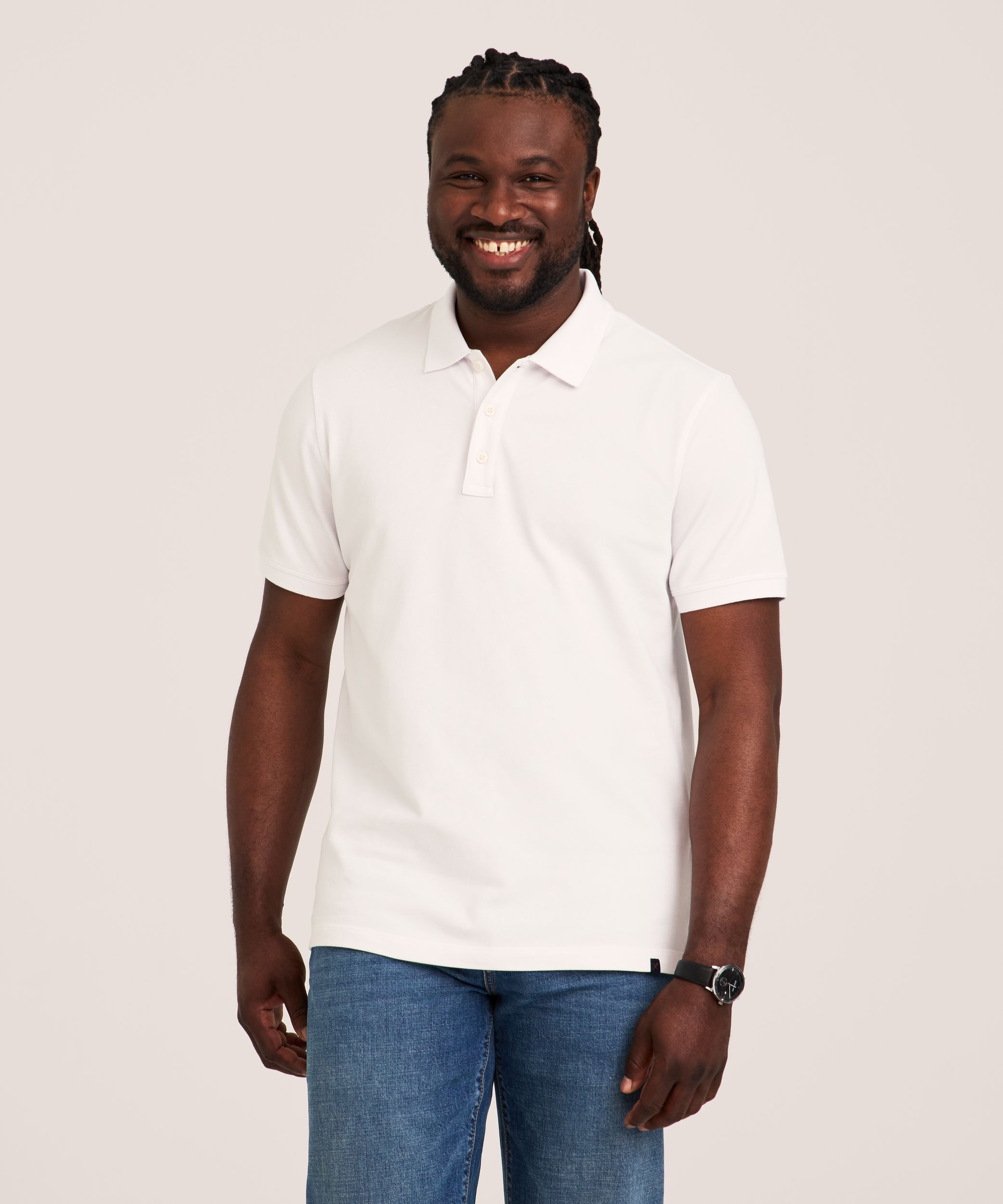 Denver Hayes Men's 50 Wash Stretch Pique Polo Shirt