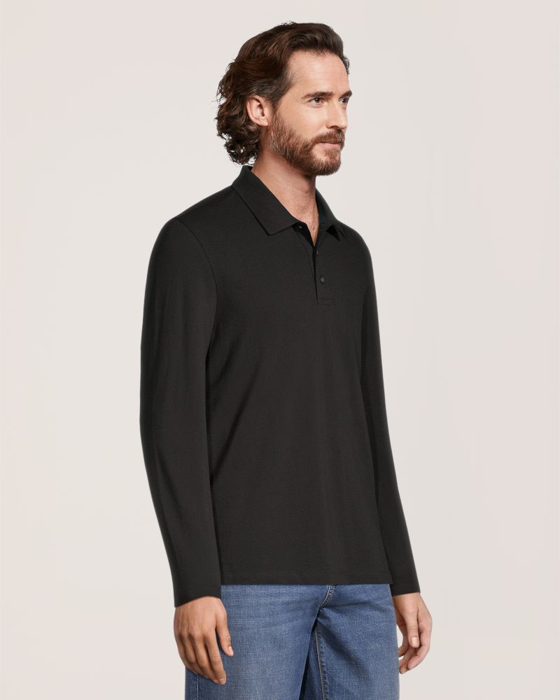 Polo piqué extensible 50&nbsp;lavages à manches longues pour hommes, Denver Hayes