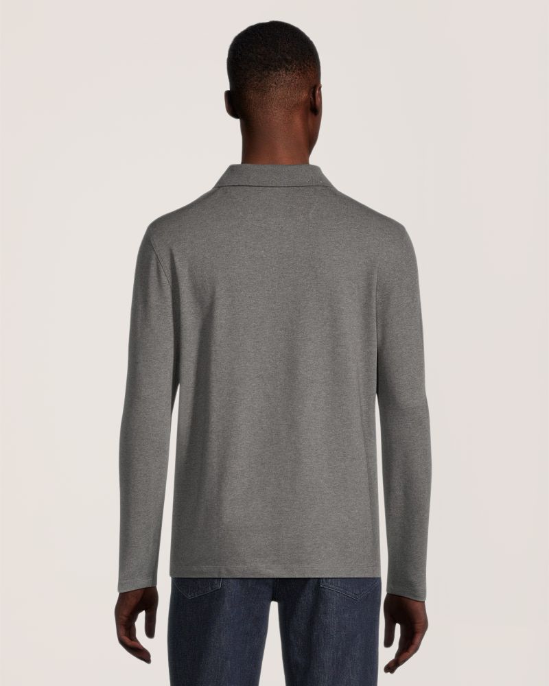 Denver Hayes Men's 50 Wash Stretch Pique Long Sleeve Polo Shirt