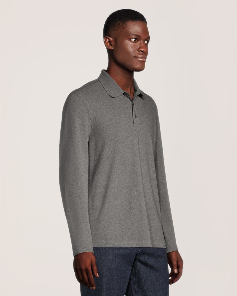 Denver Hayes Men's 50 Wash Stretch Pique Long Sleeve Polo Shirt