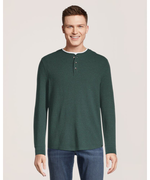 Chemise en tricot ottoman et à manches longues pour hommes, Henley, Denver Hayes