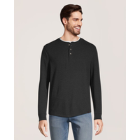 Denver Hayes Men's Ottoman Long Sleeve Henley Shirt Front_Flat