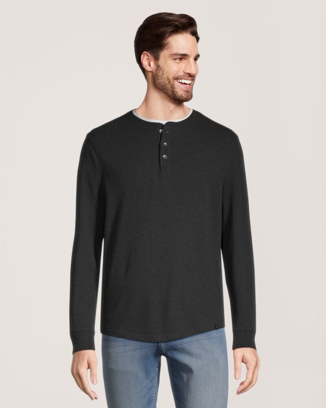 Chemise en tricot ottoman et à manches longues pour hommes, Henley, Denver Hayes
