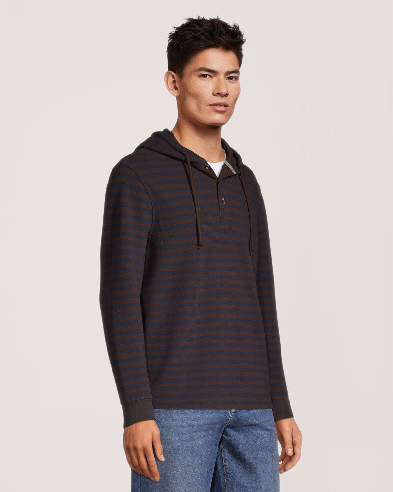 Chandail à capuche en tissu côtelé rayé pour hommes, Denver Hayes
