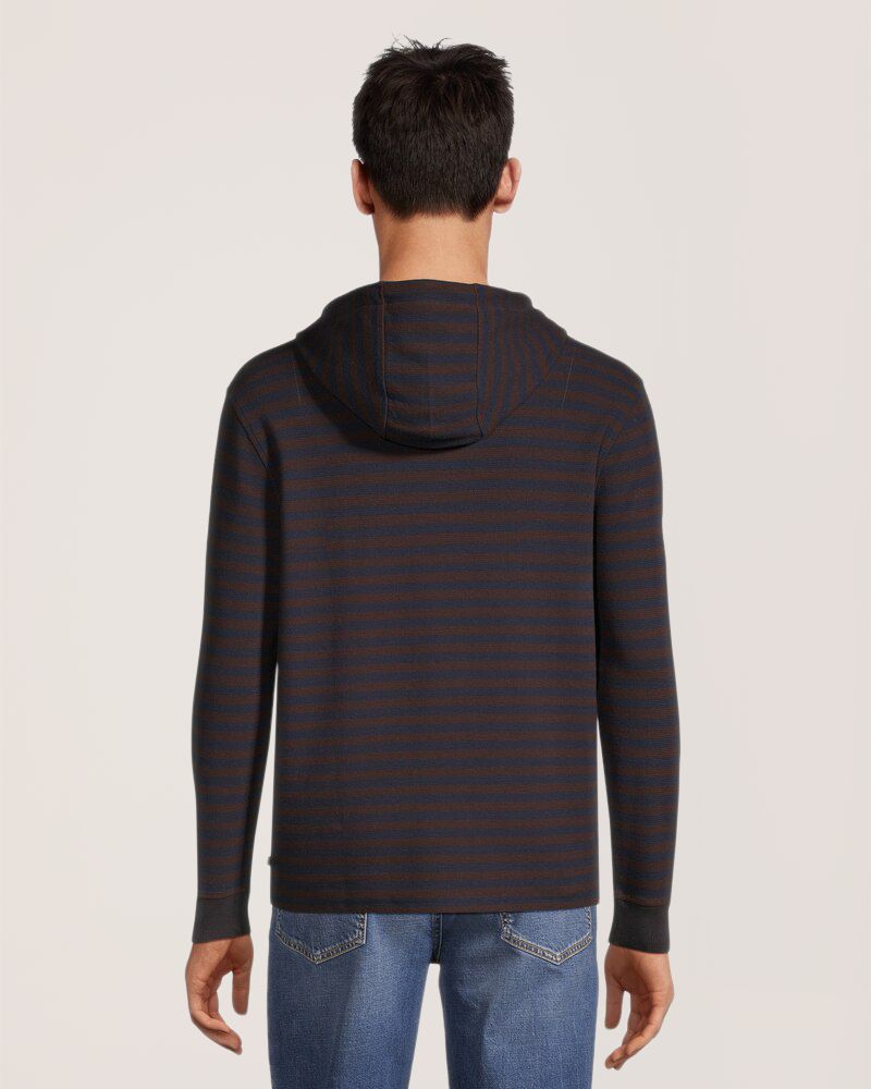 Chandail à capuche en tissu côtelé rayé pour hommes, Denver Hayes