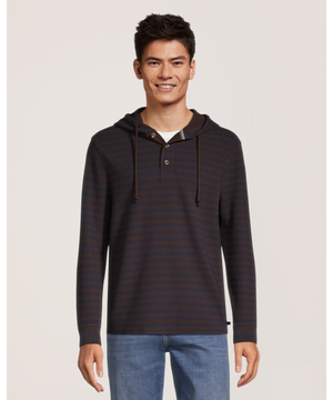 Chandail à capuche en tissu côtelé rayé pour hommes, Denver Hayes