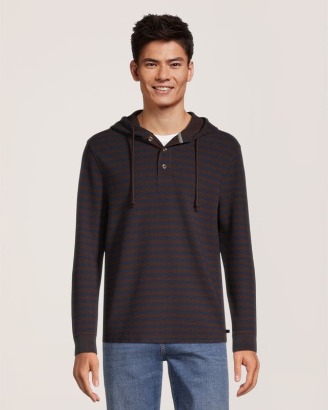 Chandail à capuche en tissu côtelé rayé pour hommes, Denver Hayes