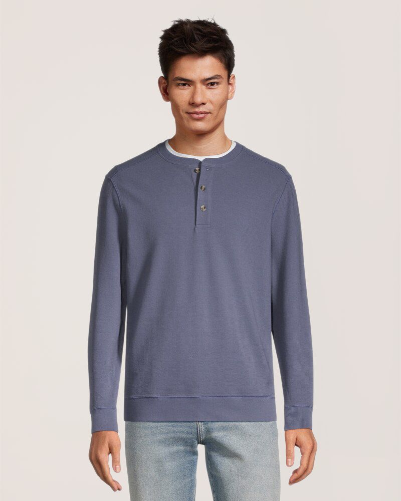 Chemise Henley en tissu côtelé à manches longues pour hommes, Denver Hayes