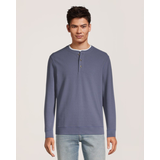 Chemise Henley en tissu côtelé à manches longues pour hommes, Denver Hayes Front_Flat