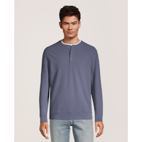 Chemise Henley en tissu côtelé à manches longues pour hommes, Denver Hayes Front_Flat