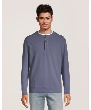 Chemise Henley en tissu côtelé à manches longues pour hommes, Denver Hayes