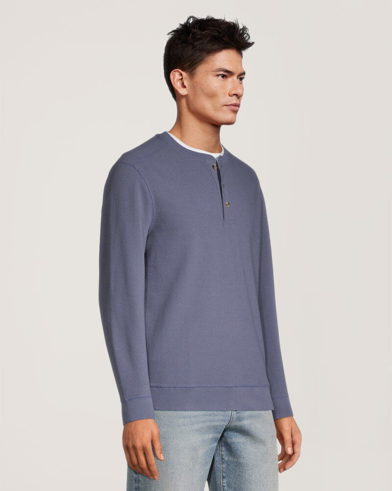 Chemise Henley en tissu côtelé à manches longues pour hommes, Denver Hayes