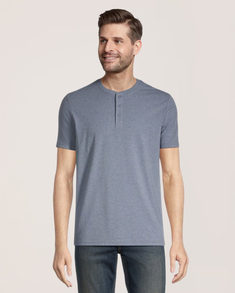 Denver Hayes Men's Stretch Short Sleeve Henley Shirt