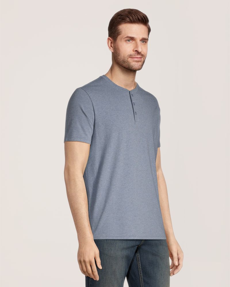 Denver Hayes Men's Stretch Short Sleeve Henley Shirt