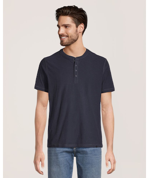 Denver Hayes Men's Garment Wash Slub Henley Shirt