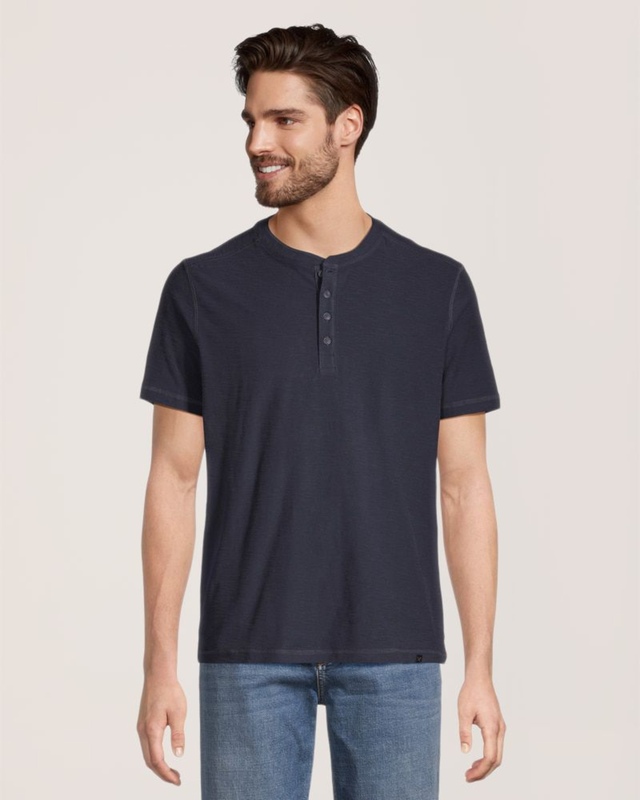 Denver Hayes Men's Garment Wash Slub Henley Shirt