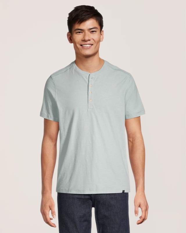 Denver Hayes Men's Garment Wash Slub Henley Shirt