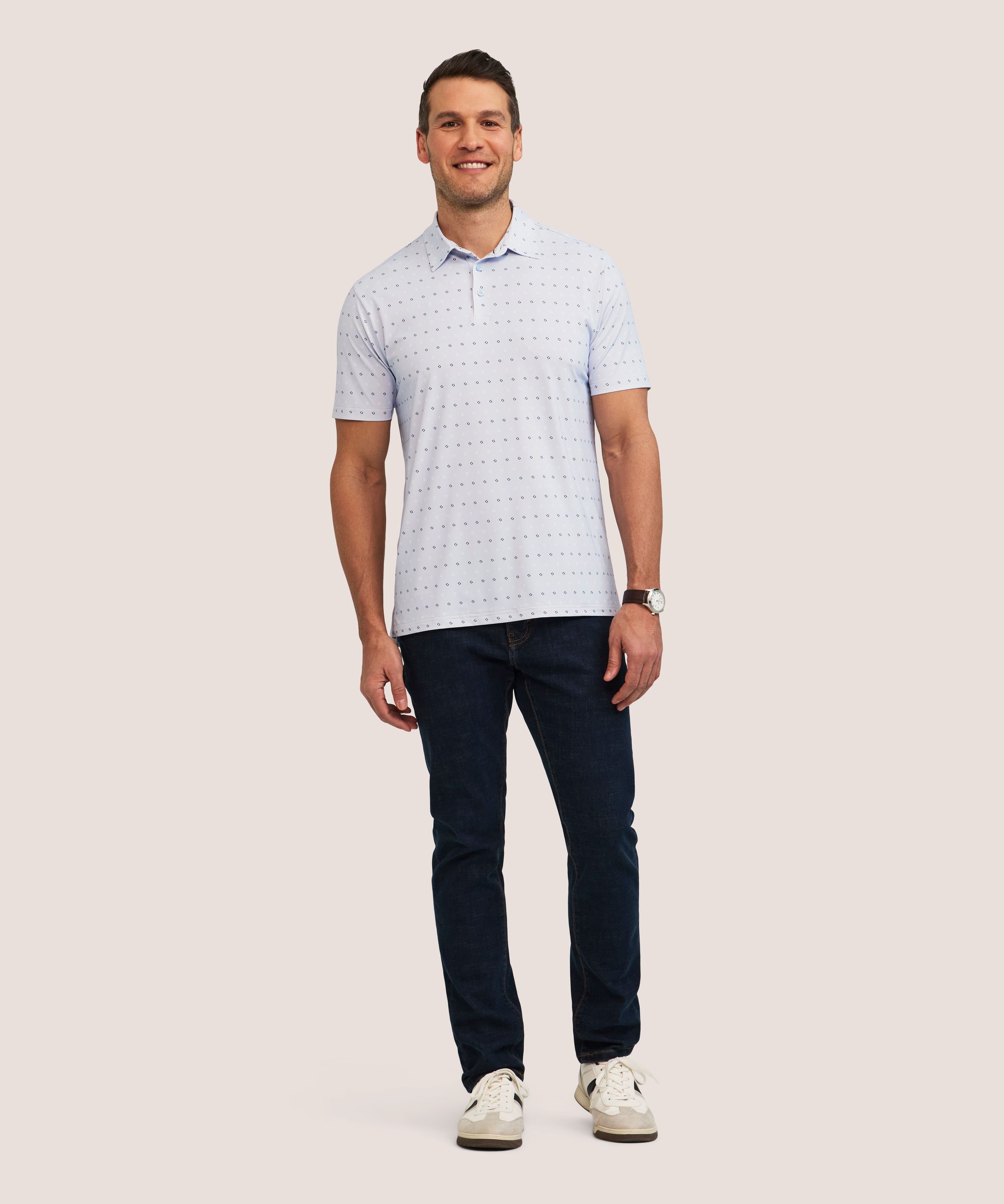 Polo extensible à imprimé intégral pour hommes, Denver Hayes