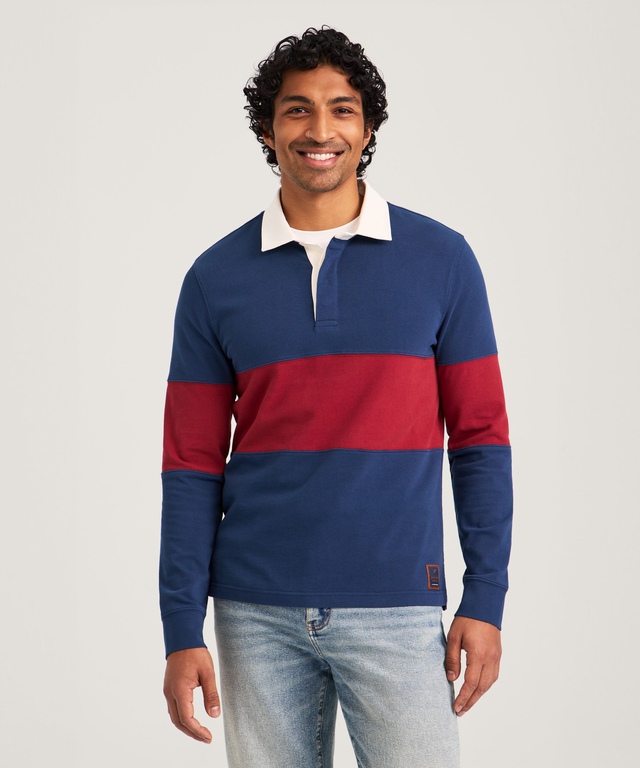 Denver Hayes Men's Long Sleeve Rugby Polo Shirt