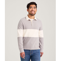 Denver Hayes Men's Long Sleeve Rugby Polo Shirt Front_Angled_Right