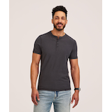 Denver Hayes Men's Garment Wash Slub Henley Front_Flat