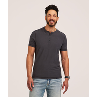 Denver Hayes Men's Garment Wash Slub Henley Front_Flat