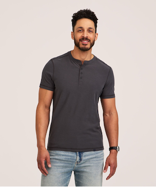 Denver Hayes Men's Garment Wash Slub Henley