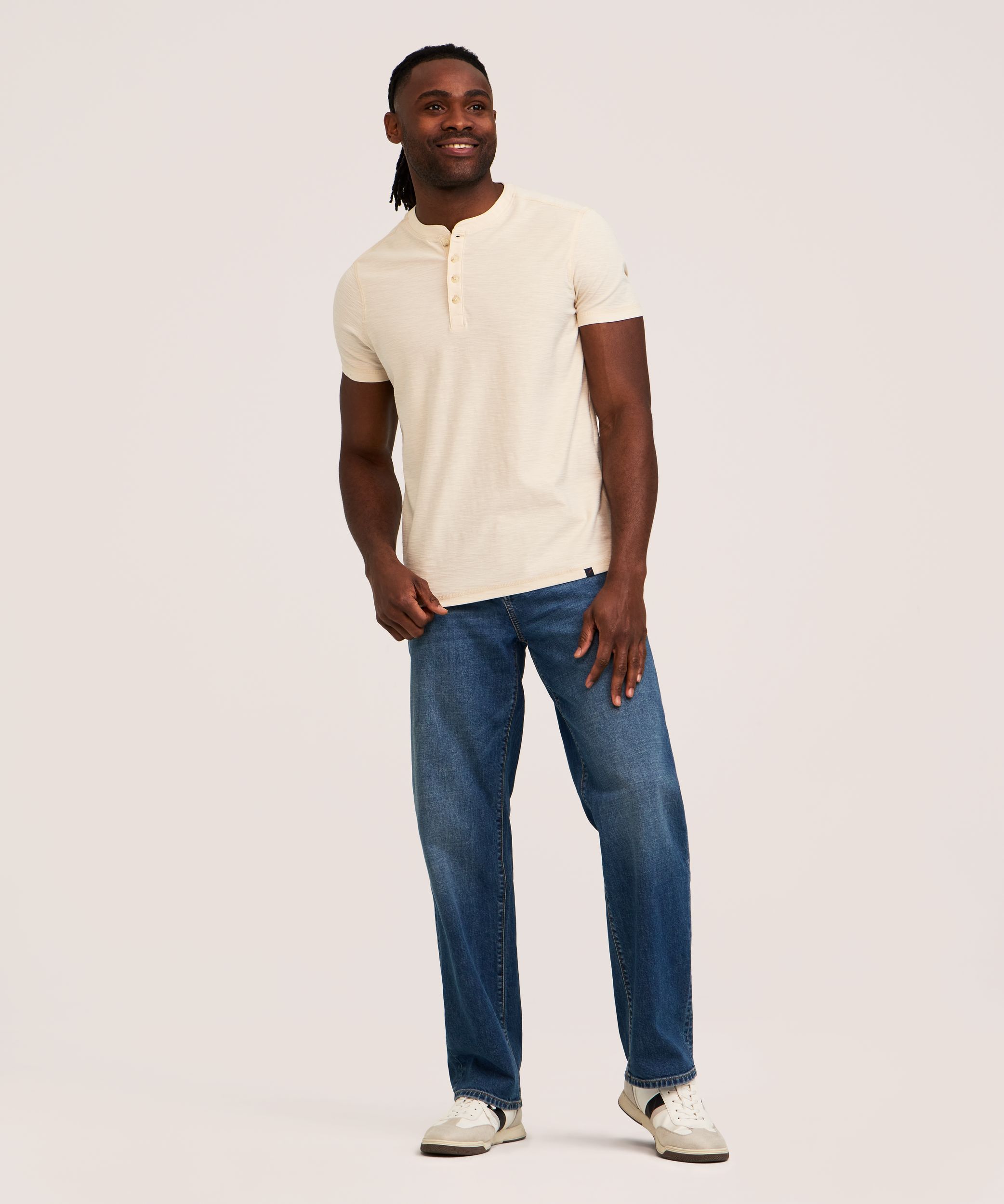 Denver Hayes Men's Garment Wash Slub Henley