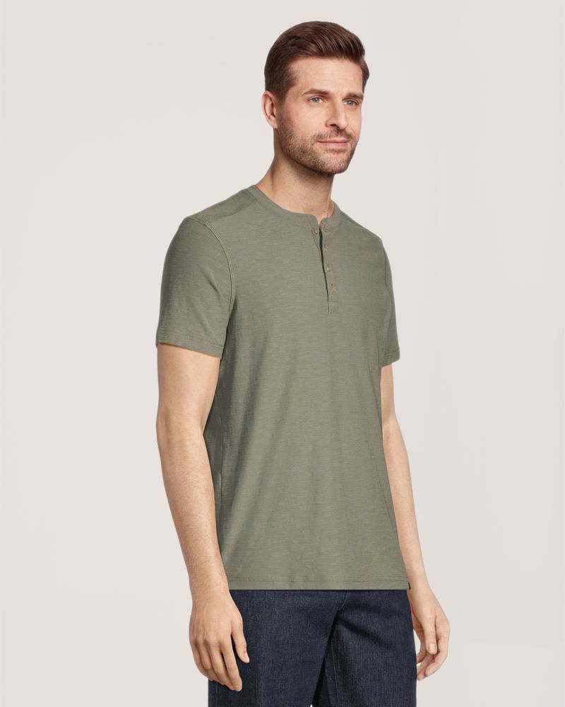 Denver Hayes Men's Garment Wash Slub Henley